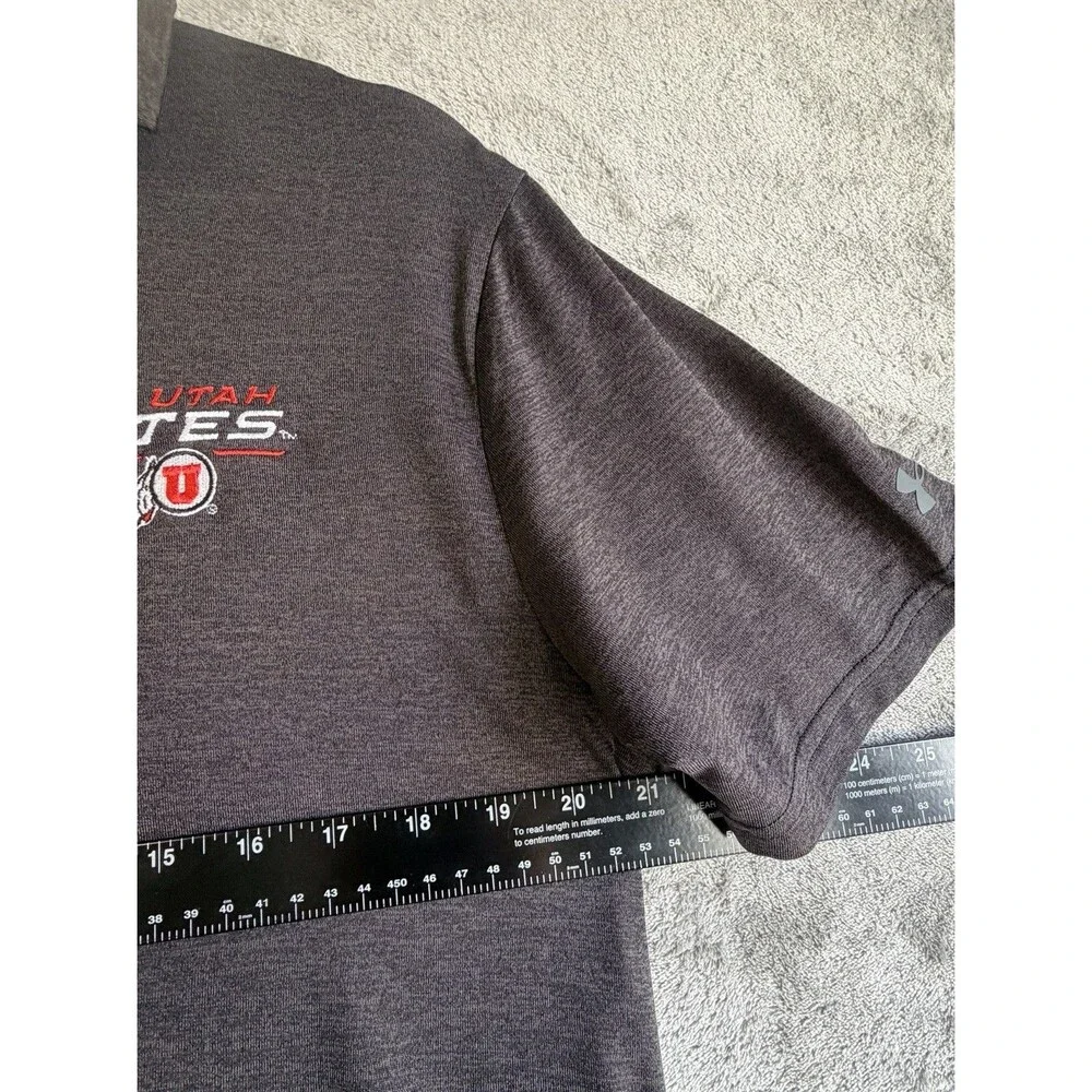 Under Armour Utah Utes Polo Shirt Men’s Medium Gray HeatGear NCAA Athletic Game‎
